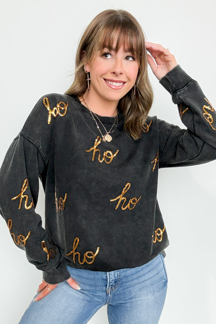  HO HO HO Sequin Pullover - Madison and Mallory