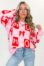 HO HO Holiday Bow Check Knit Sweater - FINAL SALE - Madison and Mallory