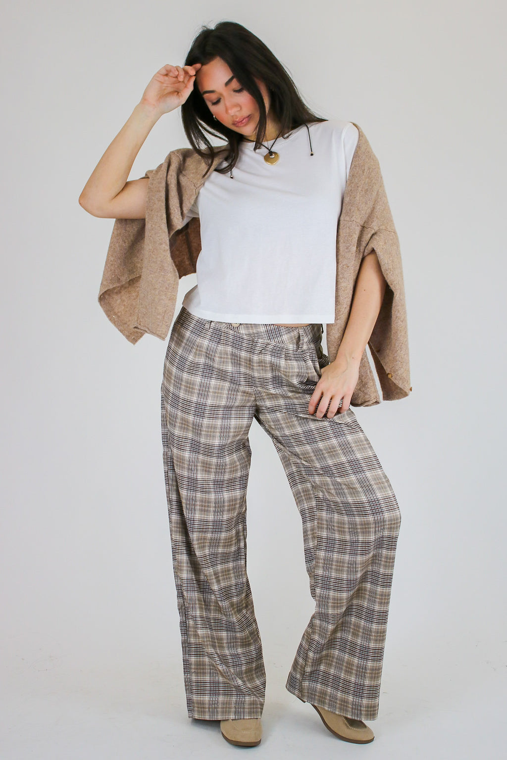 Hadley Plaid Wide Leg Trousers