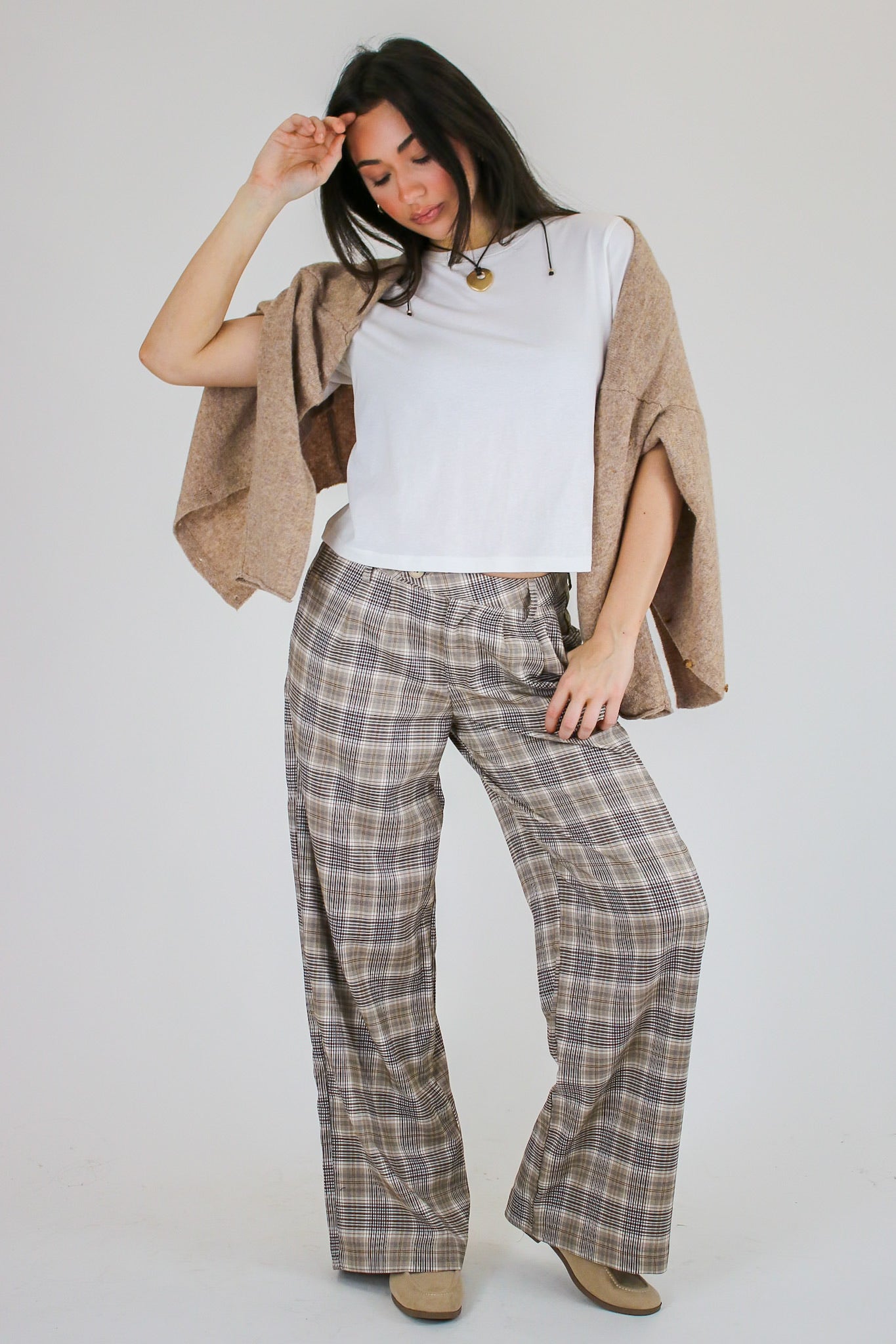 Hadley Plaid Wide Leg Trousers