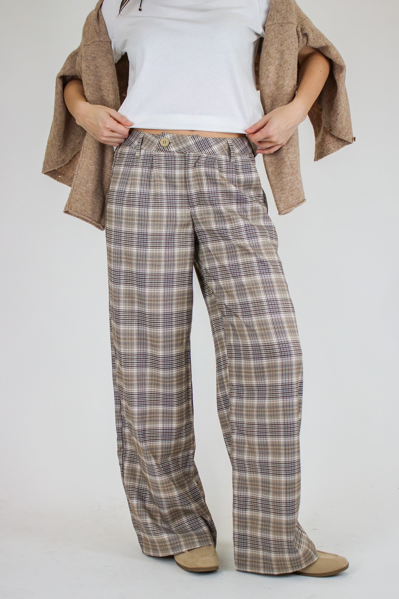 Hadley Plaid Wide Leg Trousers