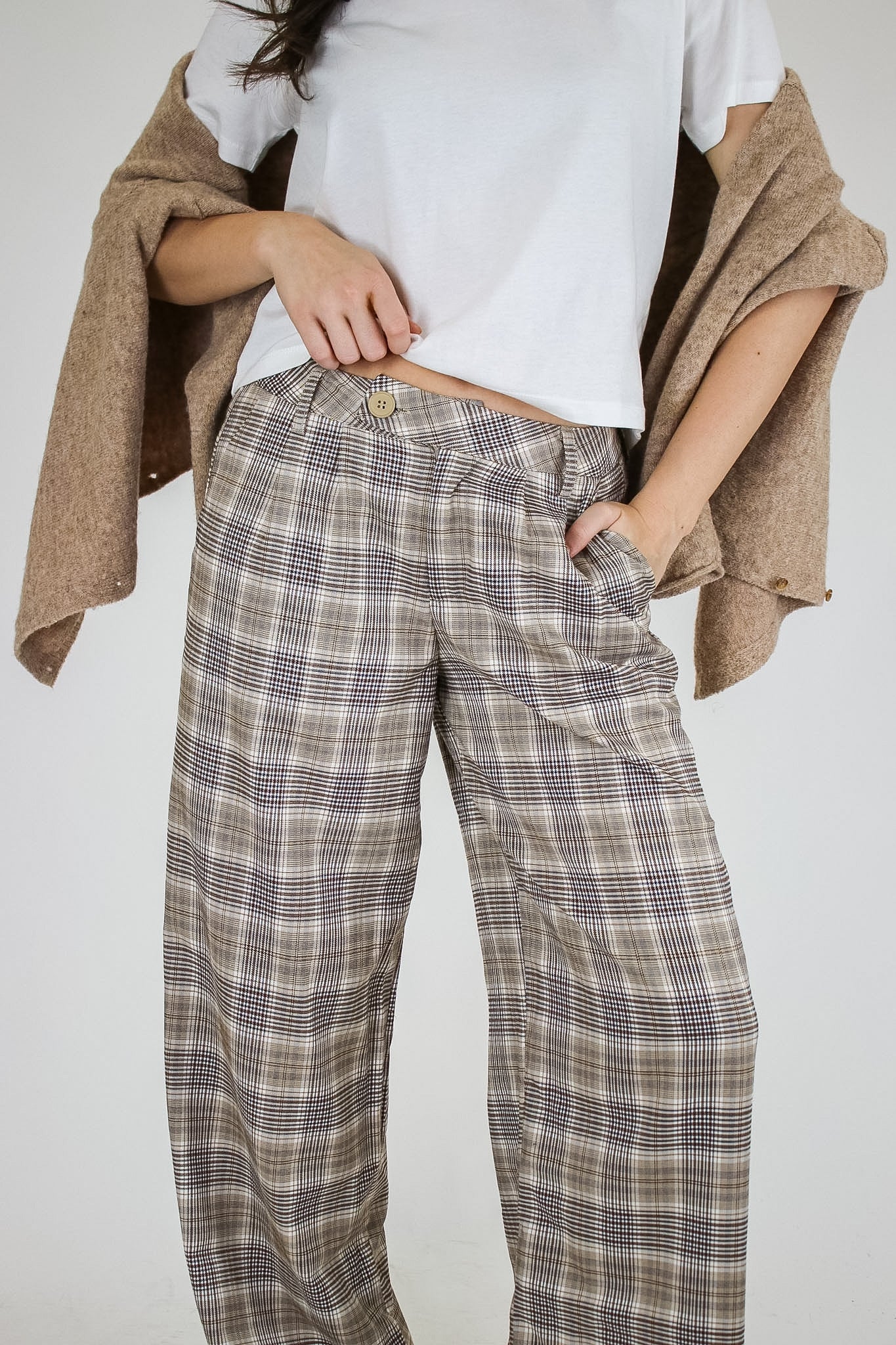 Hadley Plaid Wide Leg Trousers