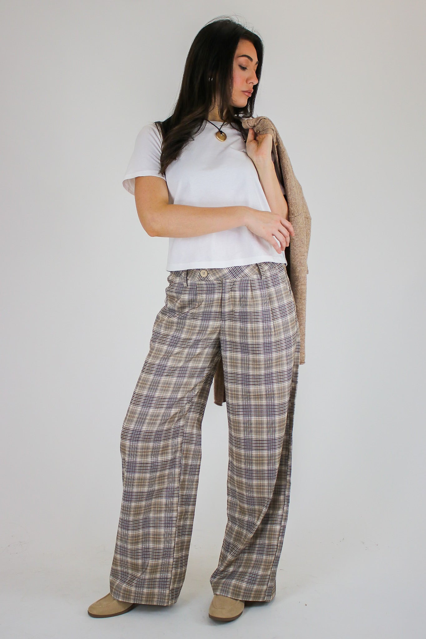 Hadley Plaid Wide Leg Trousers