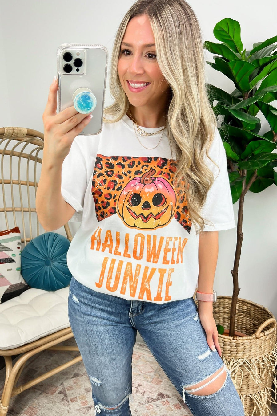  Halloween Junkie Oversized Graphic Tee - Madison and Mallory