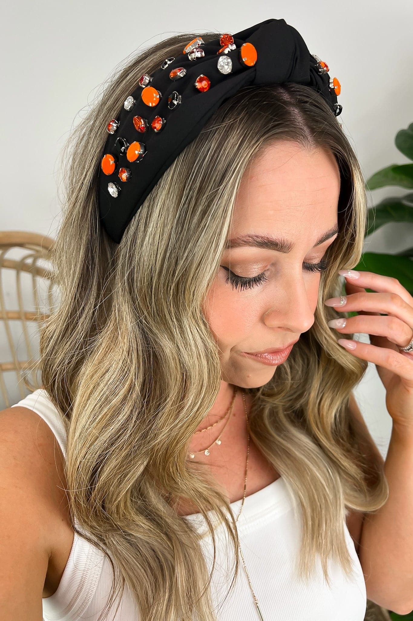 Black Halloween Queen Embellished Knot Headband - Madison and Mallory