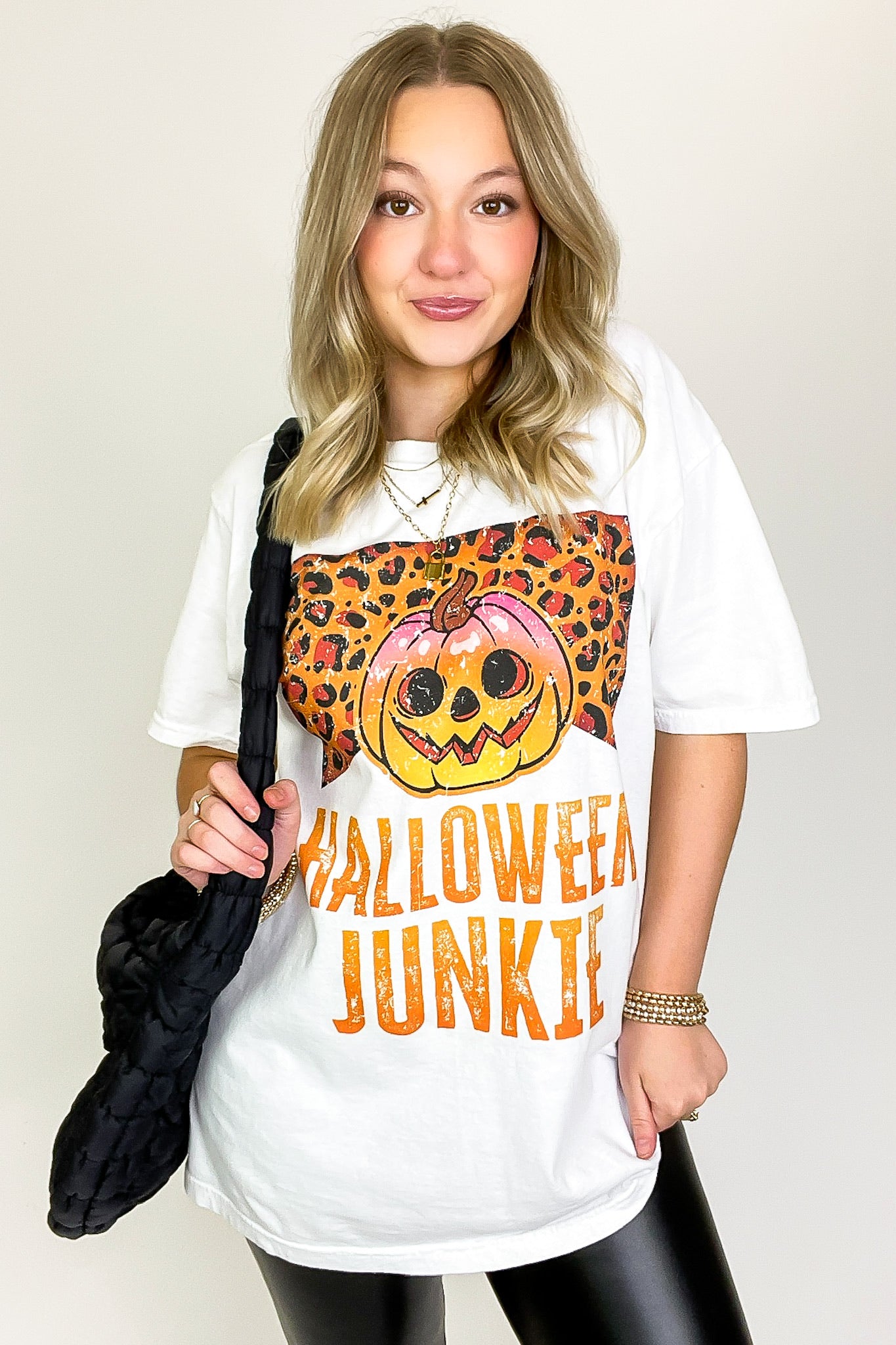 SM / White Halloween Junkie Oversized Graphic Tee - Madison and Mallory