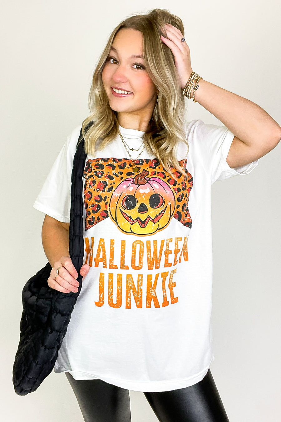 Halloween Junkie Oversized Graphic Tee - Madison and Mallory