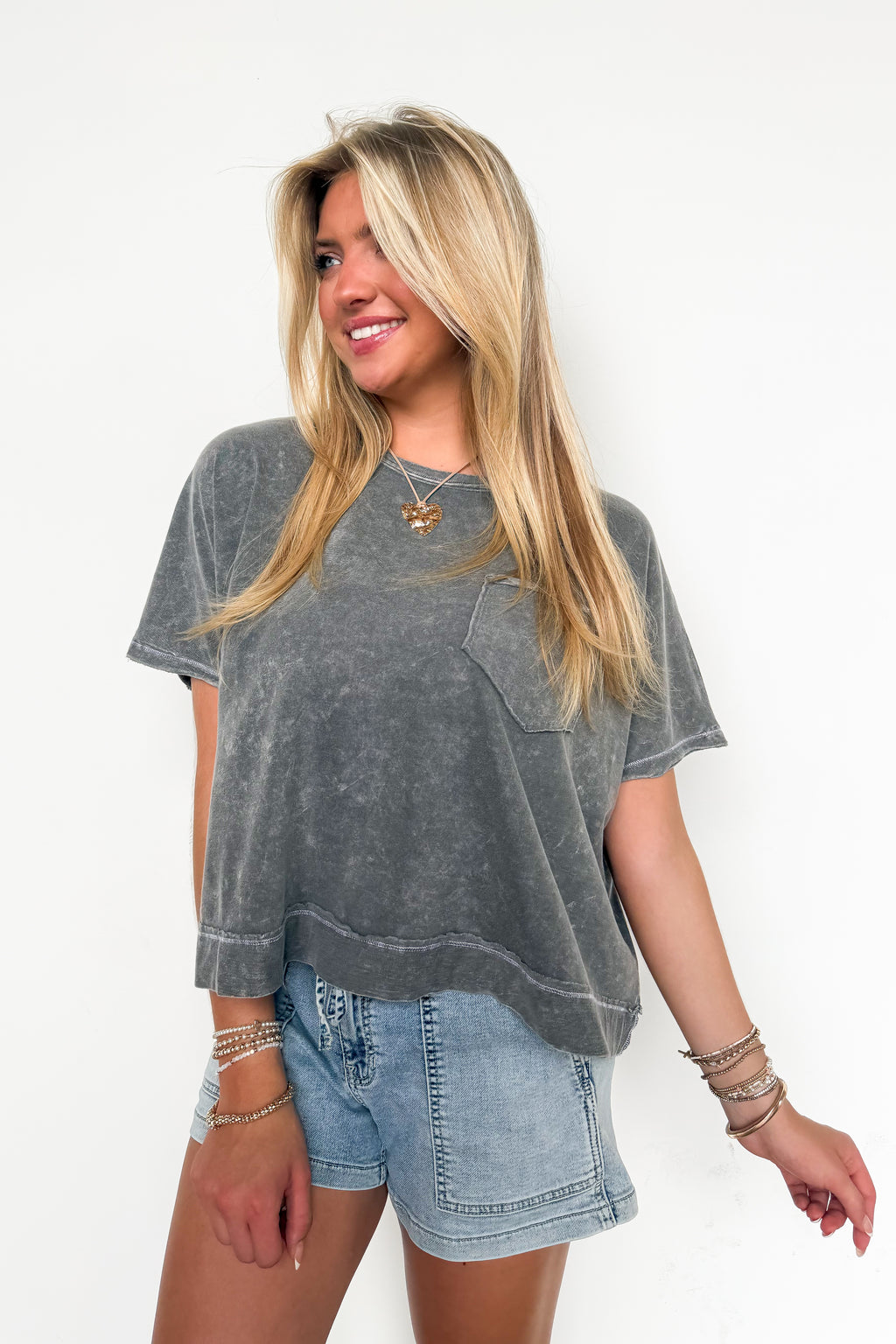 Ash Black / SM Halo Drift Oversized Pocket Top - Madison and Mallory