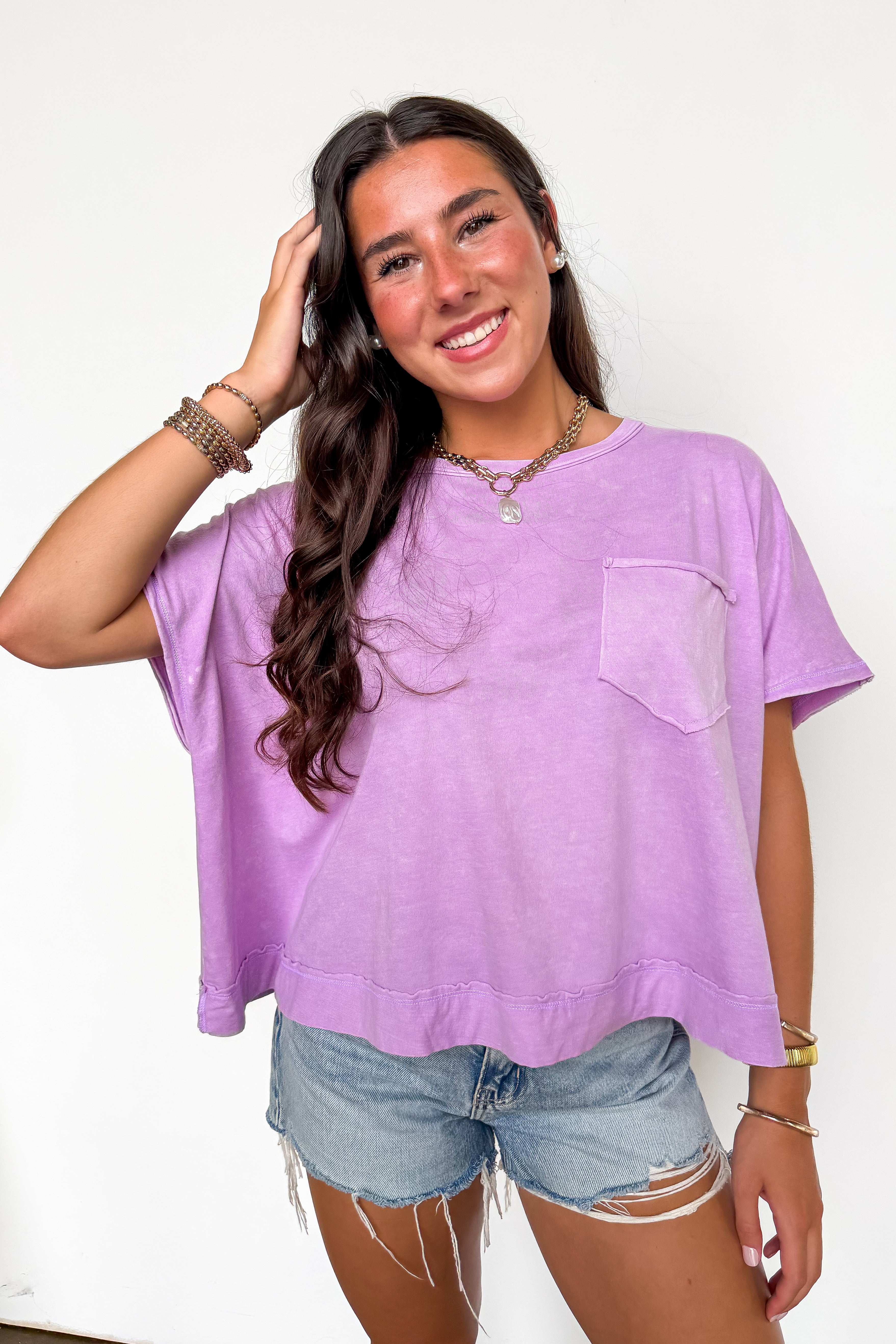 Bright Lavender / SM Halo Drift Oversized Pocket Top - BACK IN STOCK - Madison and Mallory