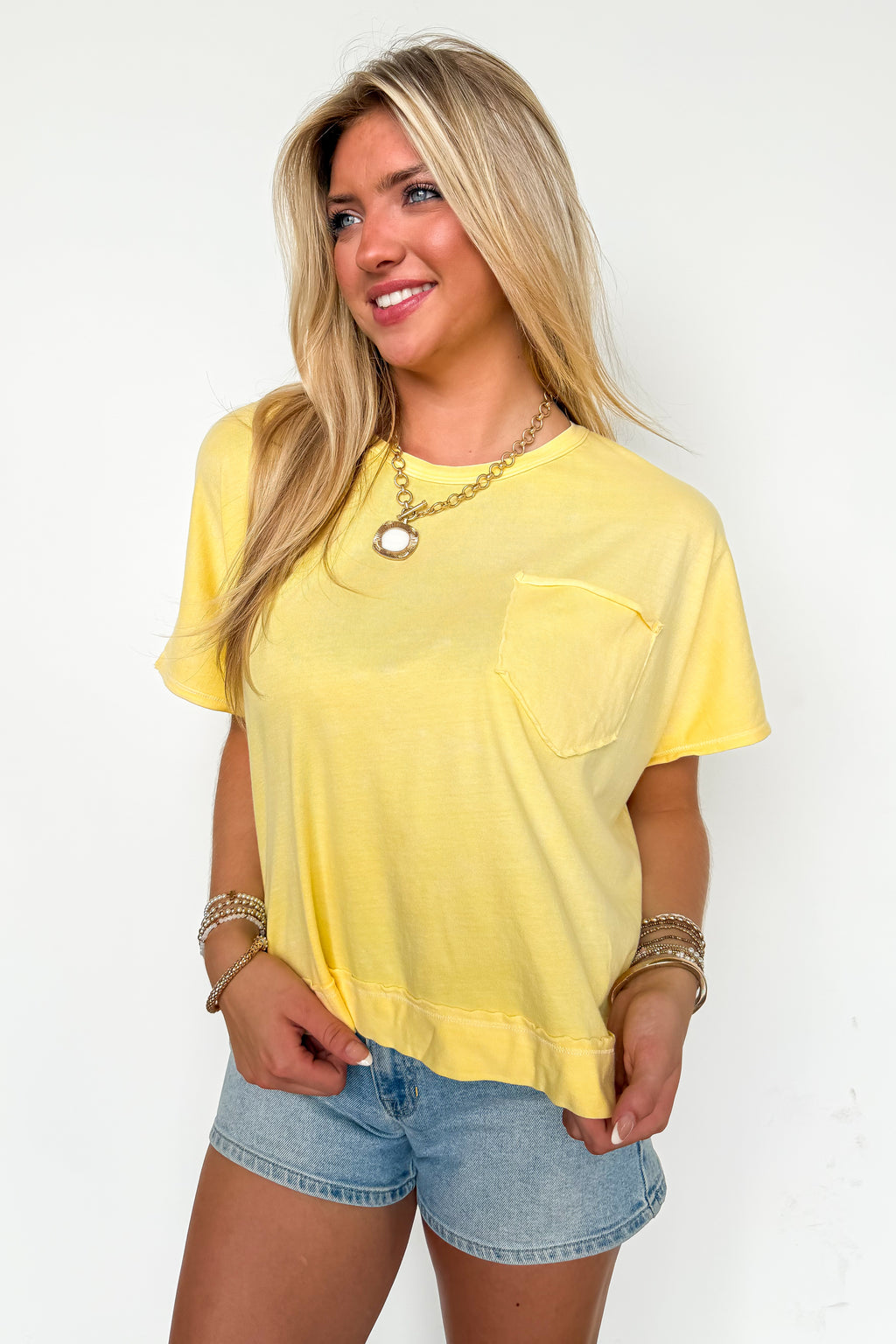 Butter Yellow / SM Halo Drift Oversized Pocket Top - Madison and Mallory