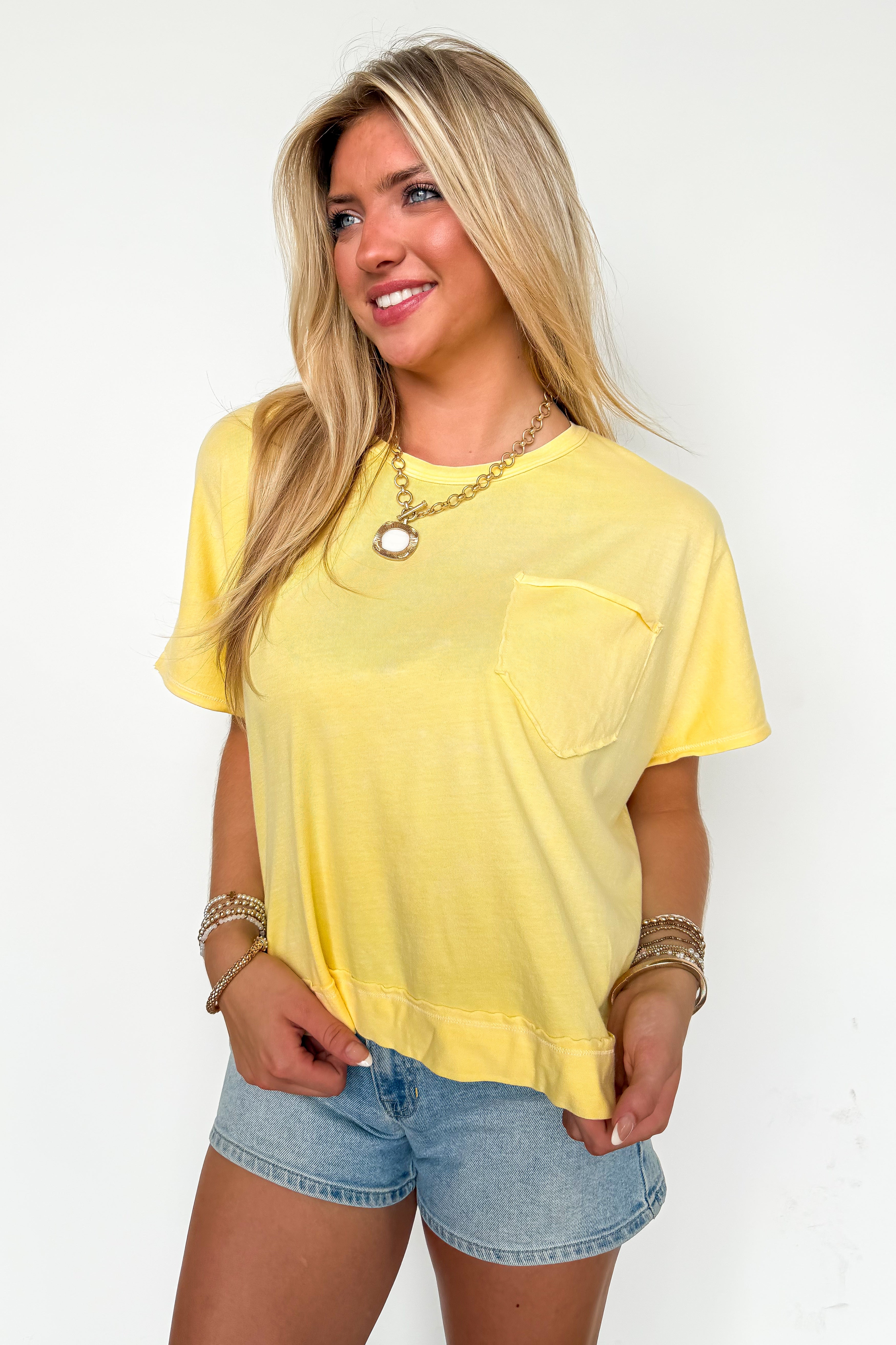 Butter Yellow / SM Halo Drift Oversized Pocket Top - BACK IN STOCK - Madison and Mallory