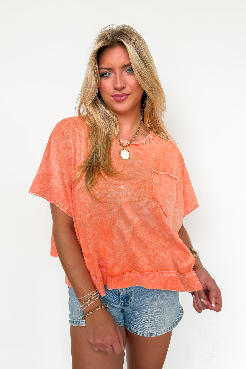 Orange / SM Halo Drift Oversized Pocket Top - Madison and Mallory