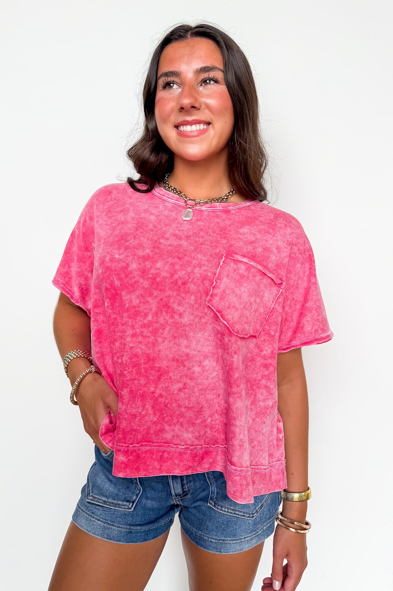 Red / SM Halo Drift Oversized Pocket Top - BACK IN STOCK - Madison and Mallory