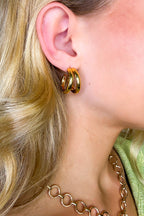 Gold Halo Duo 18K Stainless Steel Double Hoop Earrings - Madison and Mallory
