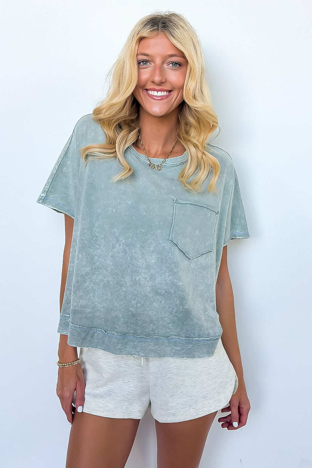 Light Gray / SM Halo Drift Oversized Pocket Top - BACK IN STOCK - Madison and Mallory