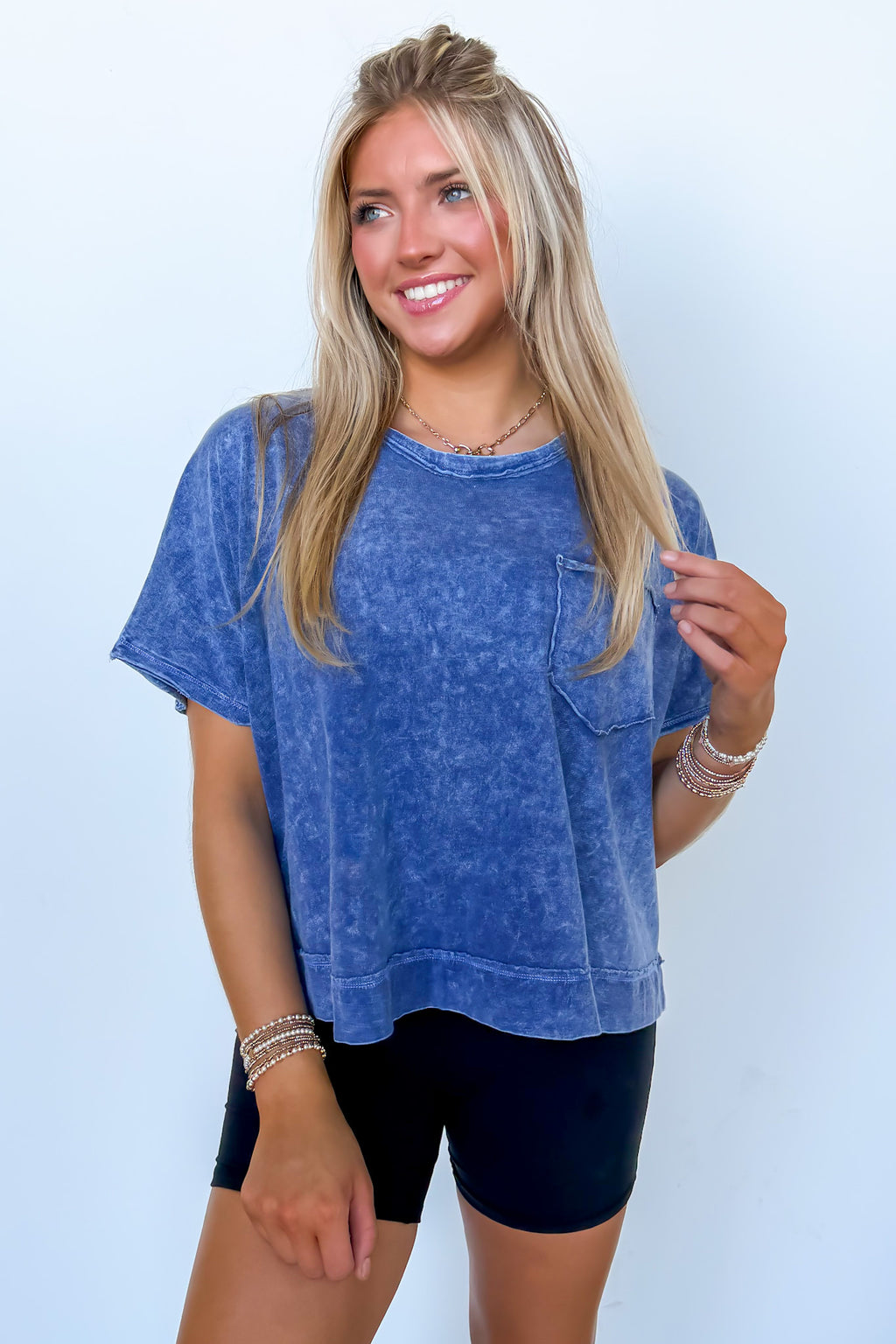 Navy / SM Halo Drift Oversized Pocket Top - Madison and Mallory
