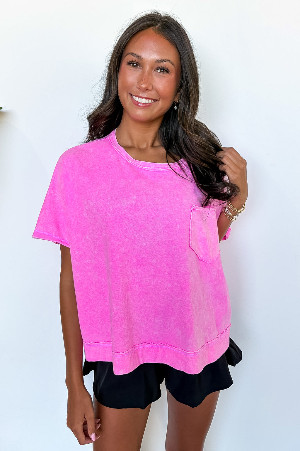 Pink / SM Halo Drift Oversized Pocket Top - Madison and Mallory