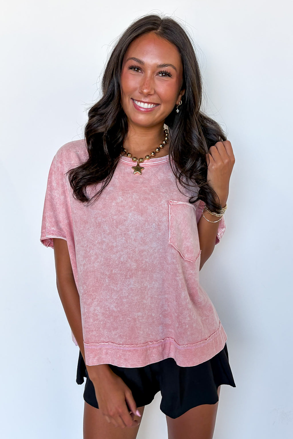 Tan Rose / SM Halo Drift Oversized Pocket Top - Madison and Mallory