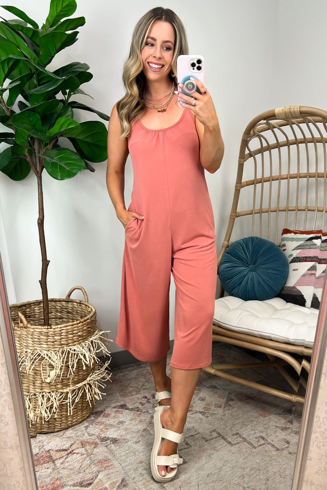 Harissa Spaghetti Strap Wide Leg Palazzo Jumpsuit - FINAL SALE