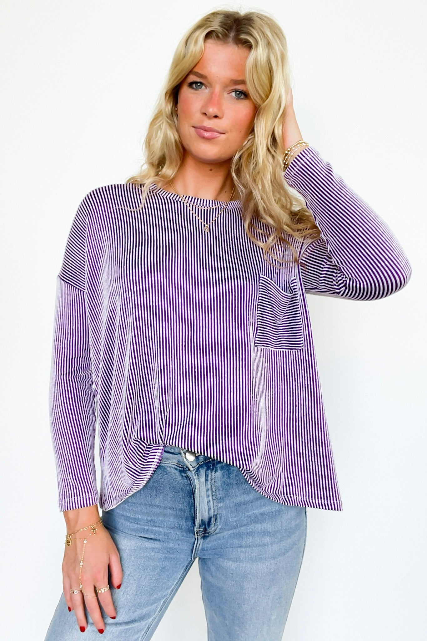 Violet / SM Harper Chill Ribbed Long Sleeve Top - Madison and Mallory
