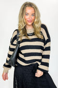 Taupe / S Harvest Lines Striped Knit Sweater - FINAL SALE - Madison and Mallory