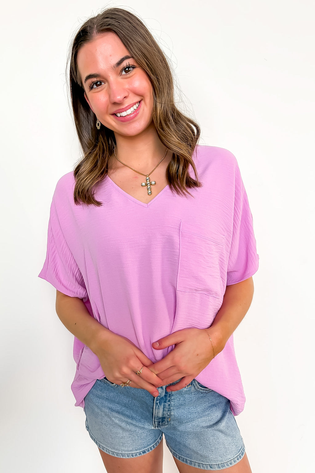 Have It Here V-Neck Pocket Airflow Top