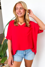 Have It Here V-Neck Pocket Airflow Top