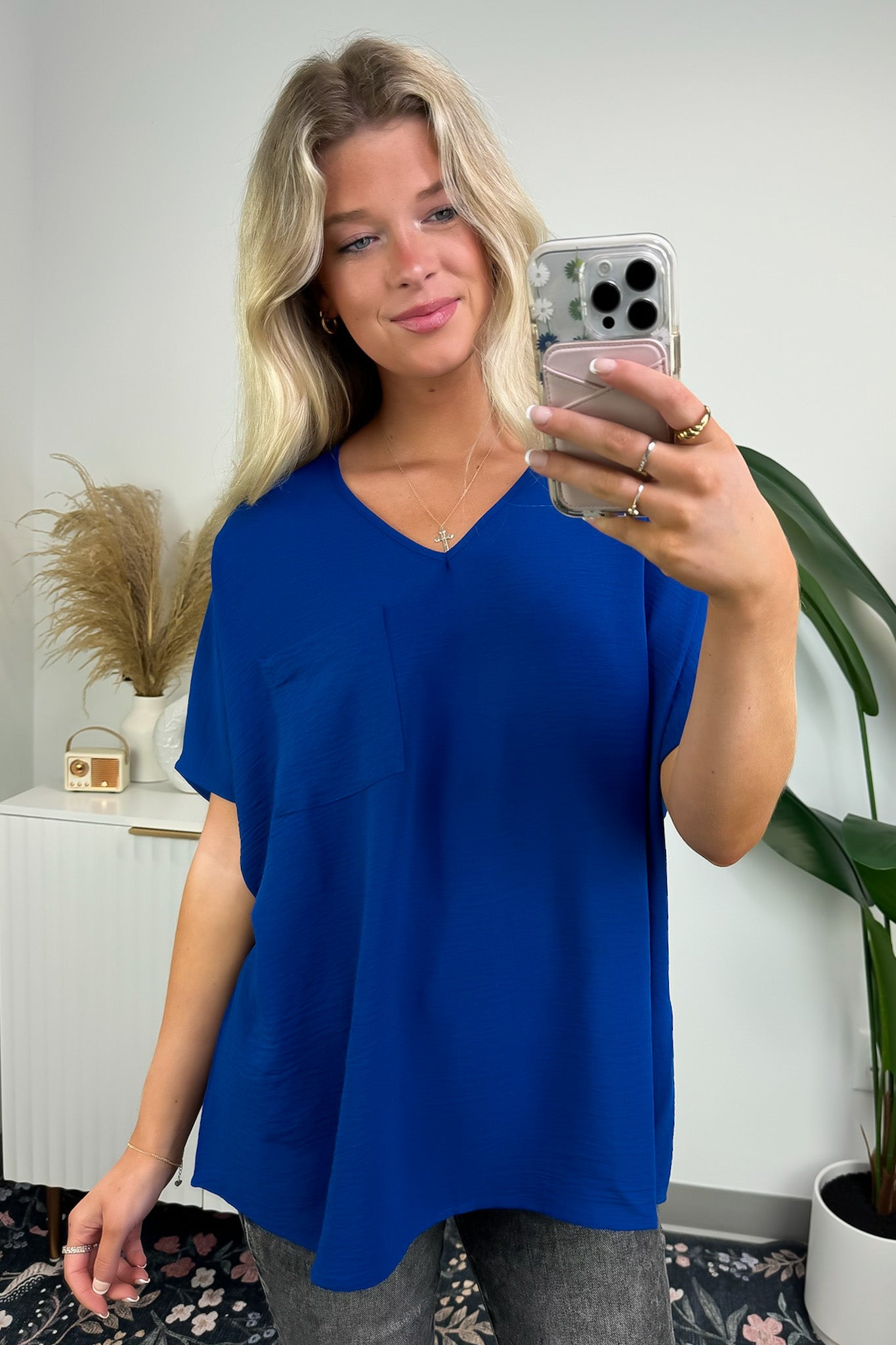Light Navy / S Have it Here V-Neck Pocket Top | BACK IN STOCK + NEW COLORS - Madison and Mallory