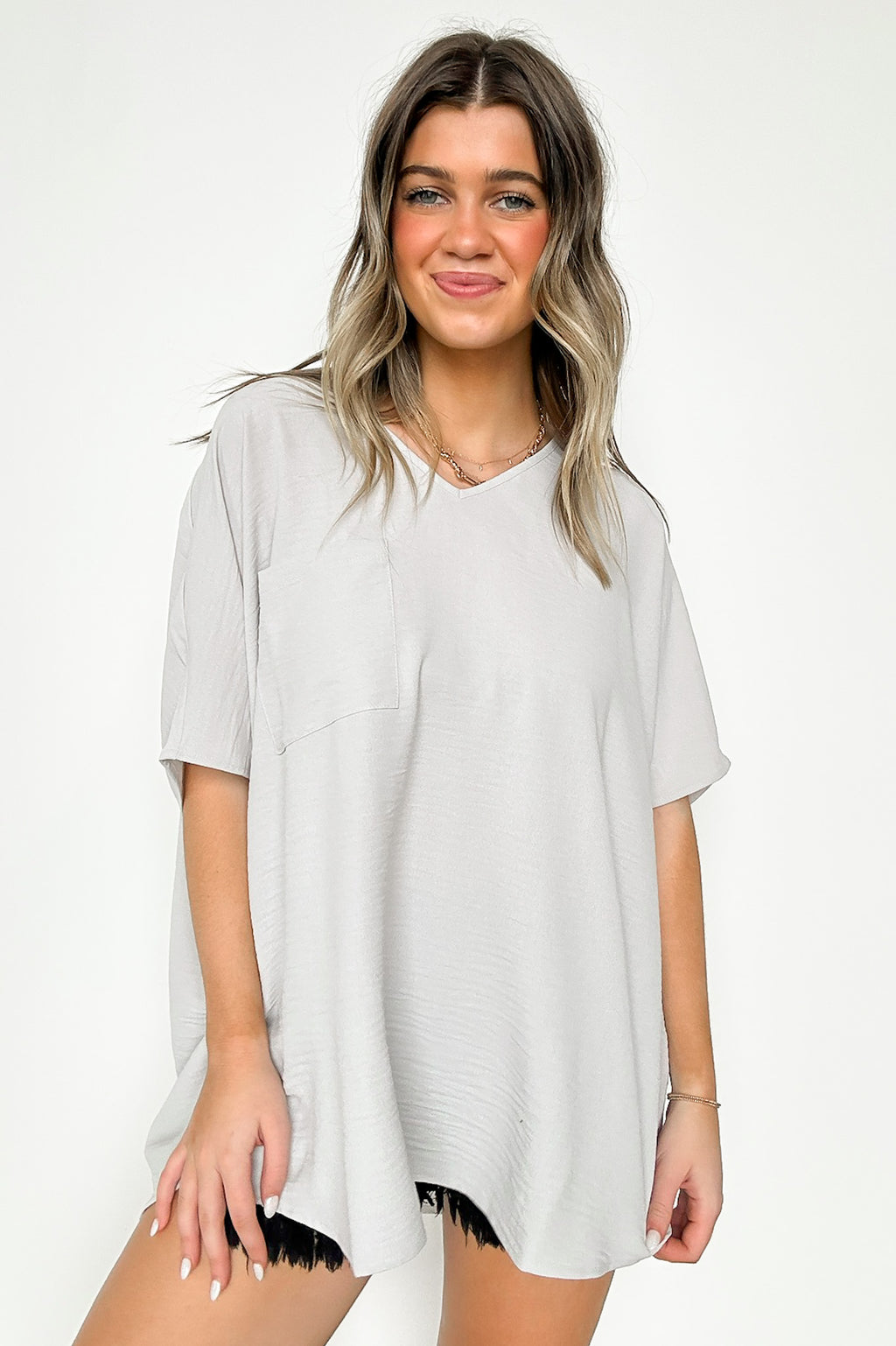 Bone / S Have It Here V-Neck Pocket Airflow Top - BACK IN STOCK - Madison and Mallory