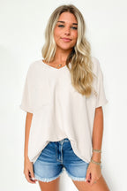 Sand Beige / S Have It Here V-Neck Pocket Airflow Top - BACK IN STOCK - Madison and Mallory