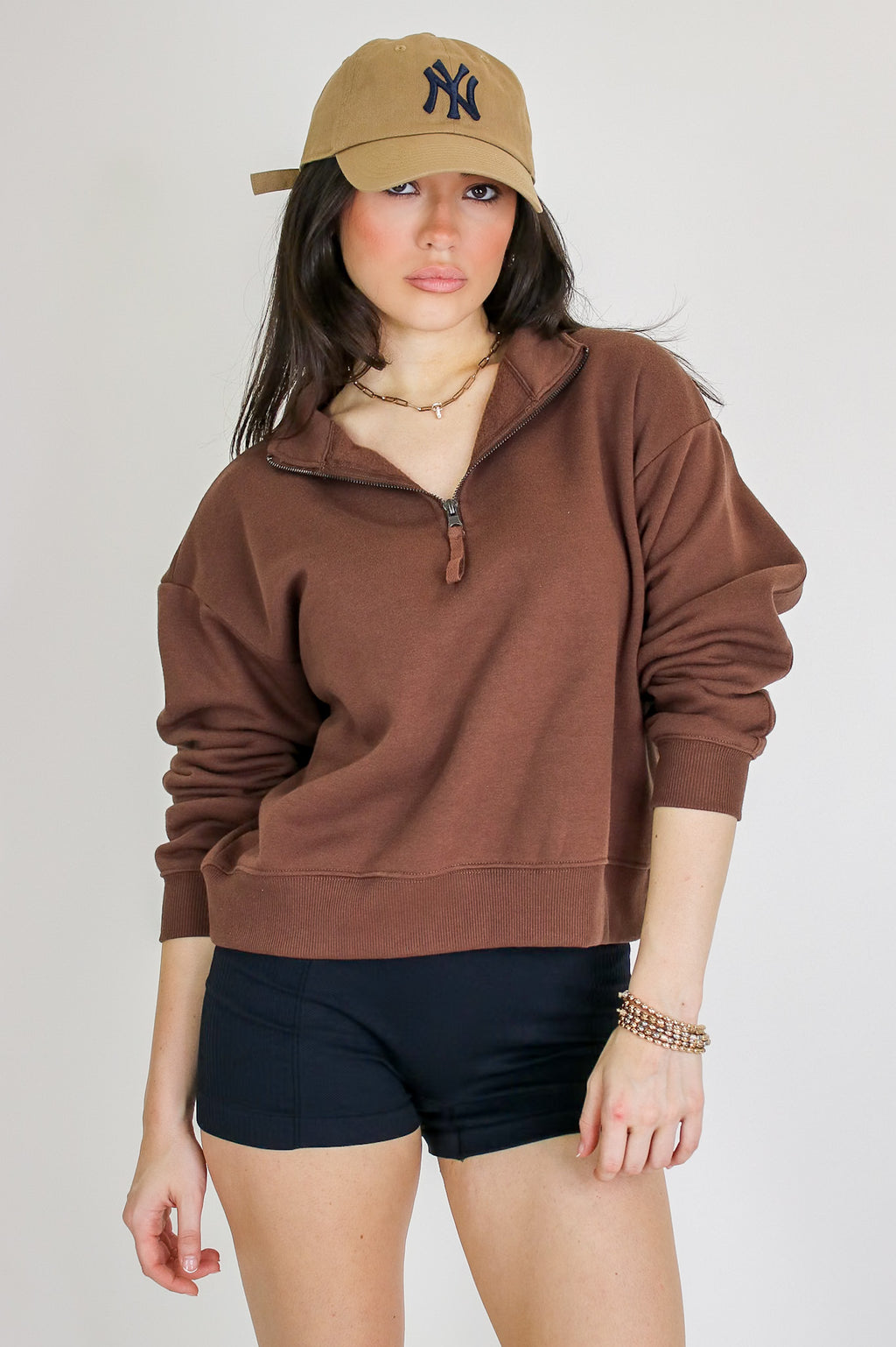 Brown / S Haven Half Zip Pullover - Madison and Mallory