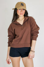 Brown / S Haven Half Zip Pullover - Madison and Mallory