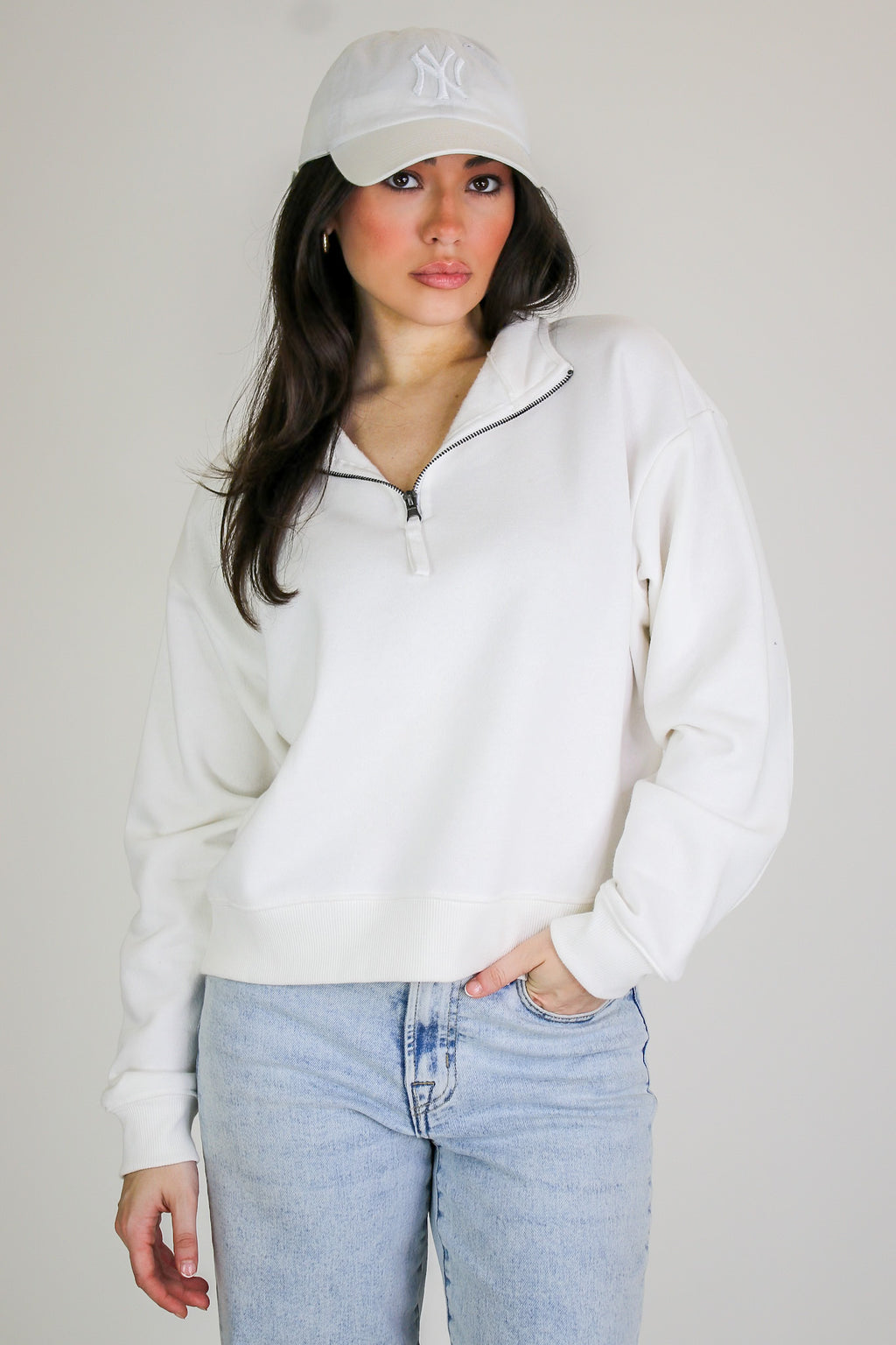 Off White / S Haven Half Zip Pullover - Madison and Mallory