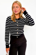 Black / S Heirloom Stripe Knit Cardigan - Madison and Mallory