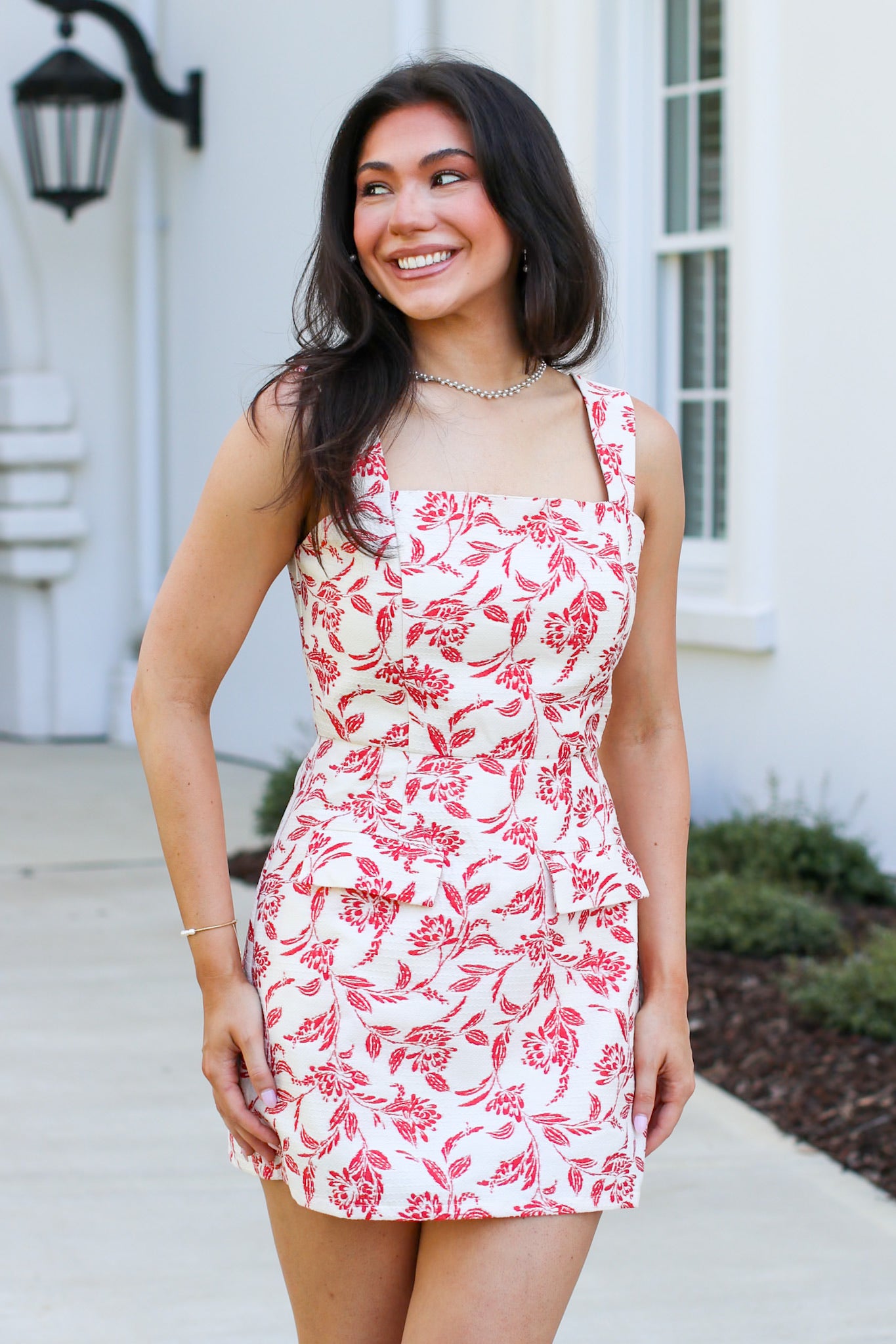 Heirloom Bloom Floral Jacquard Square Neck Dress - Madison and Mallory