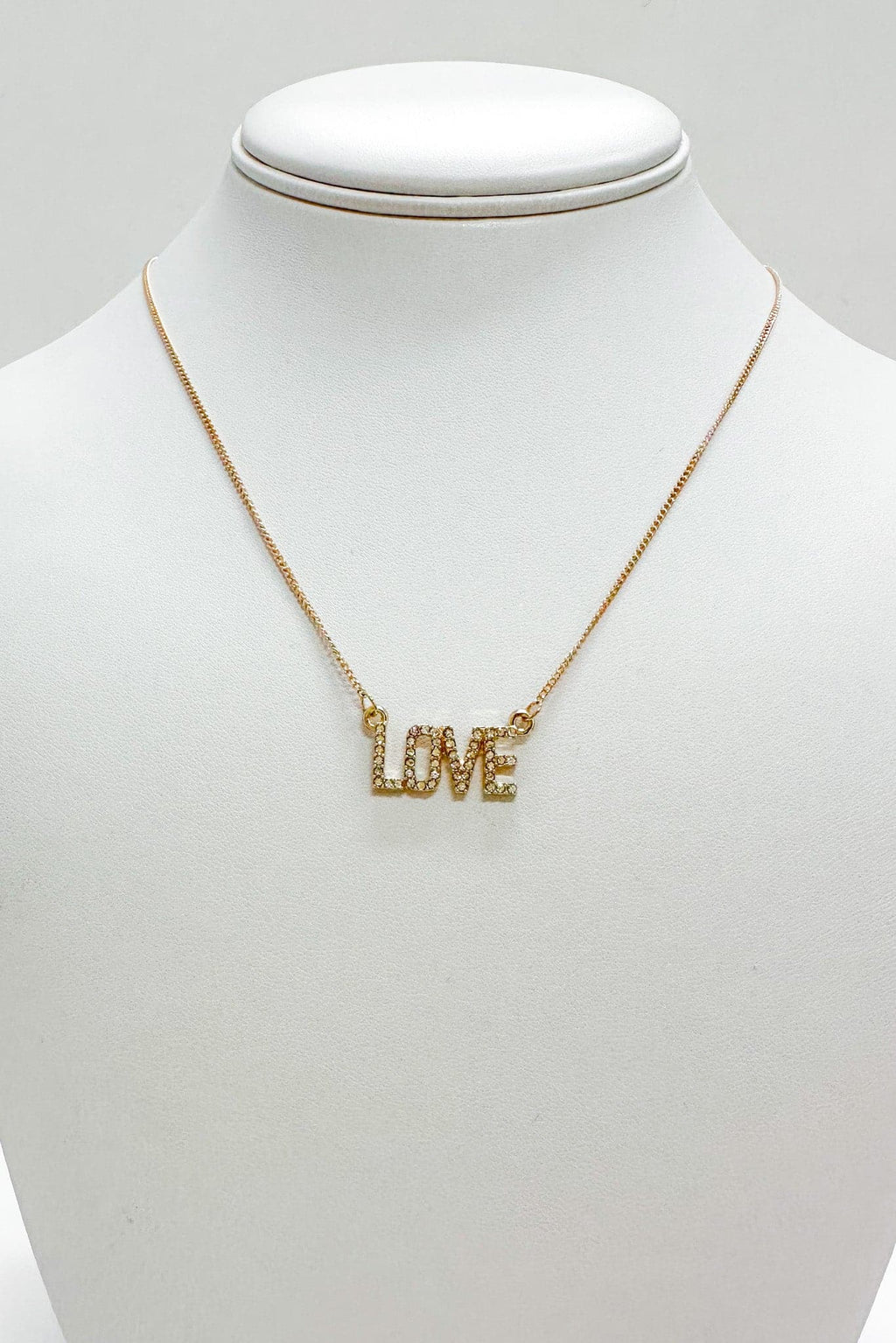 Gold Hello Love Rhinestone Necklace - FINAL SALE - Madison and Mallory
