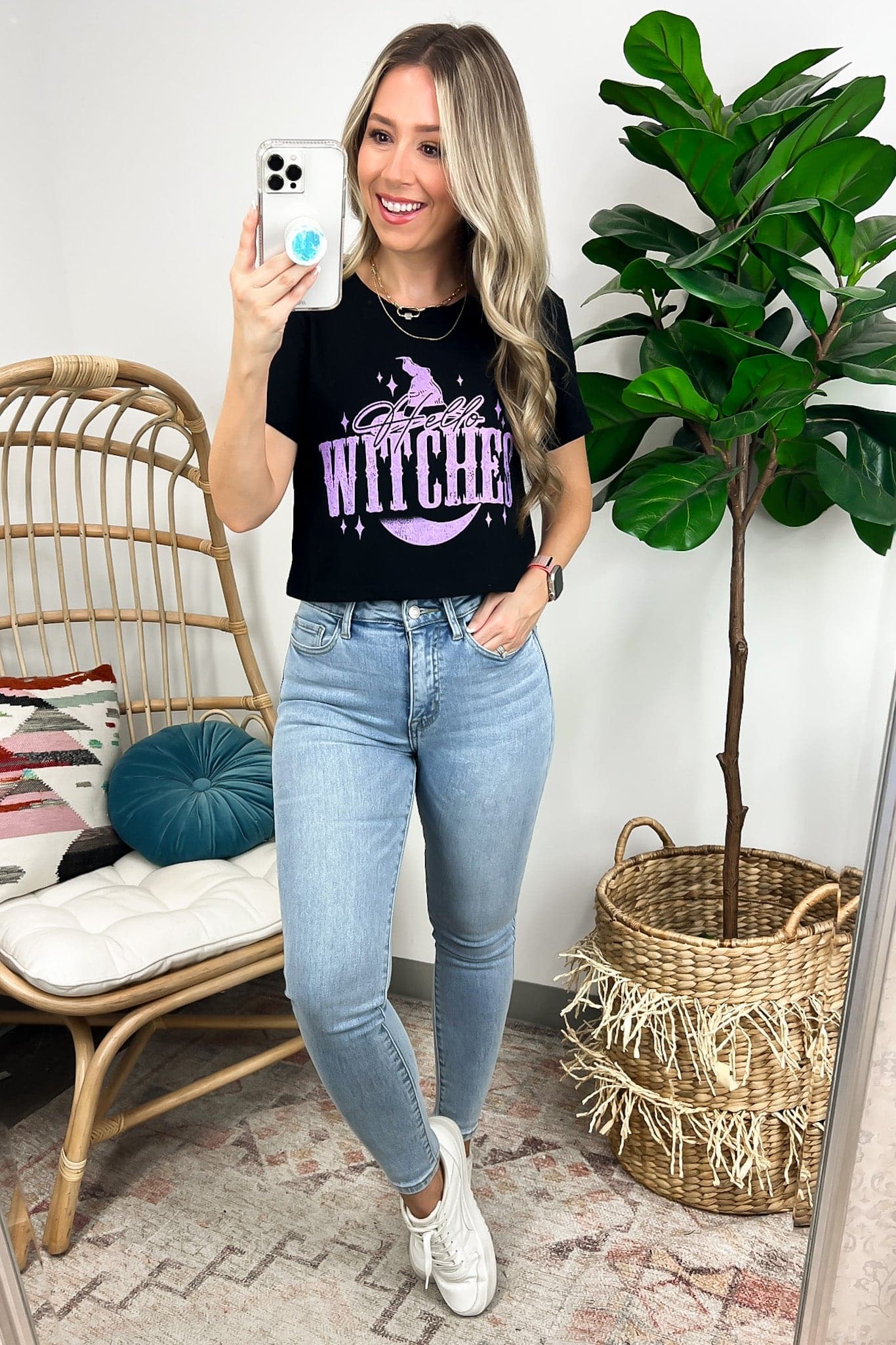  Hello Witches Graphic Cropped Tee - FINAL SALE - Madison and Mallory