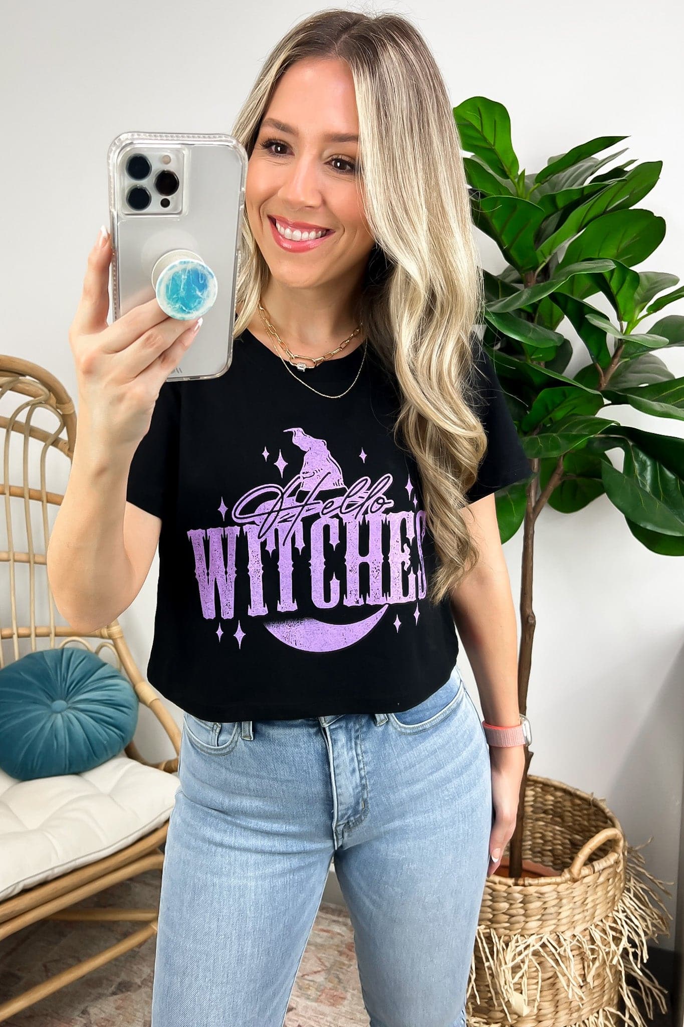  Hello Witches Graphic Cropped Tee - FINAL SALE - Madison and Mallory