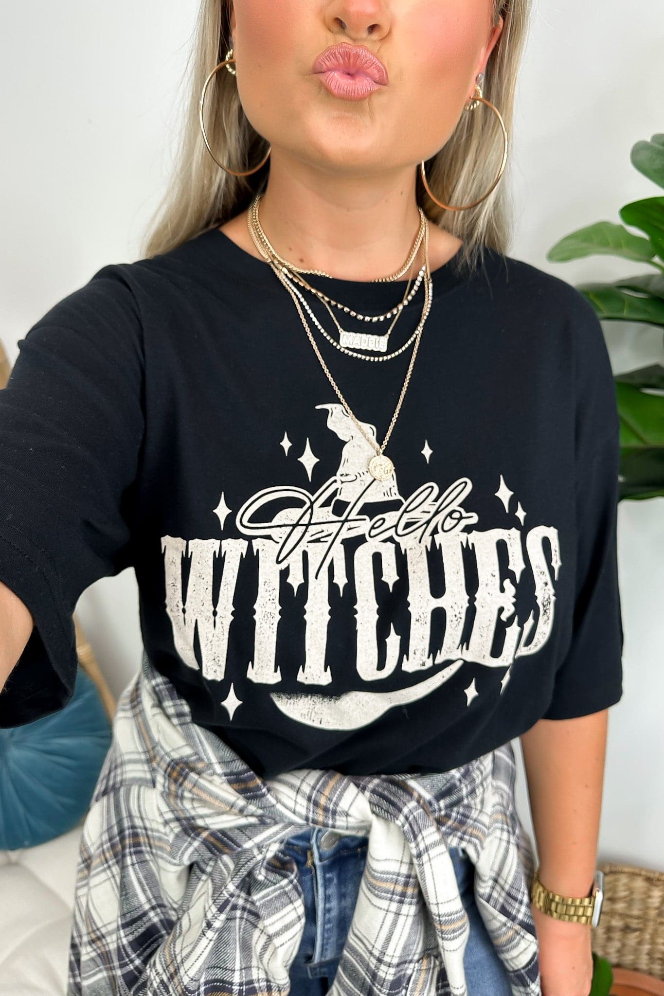 Black / S Hello Witches Oversized Graphic Tee - FINAL SALE - Madison and Mallory