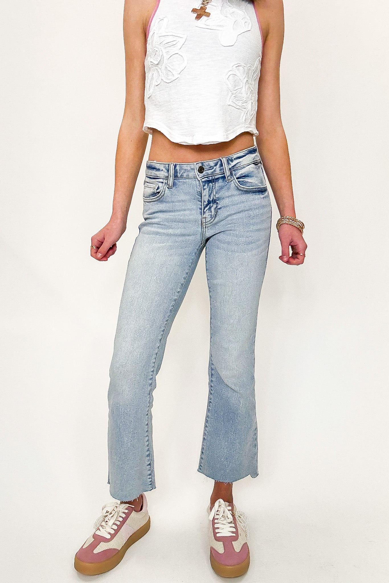Heritage Mid Rise Crop Flare Jeans - Madison and Mallory