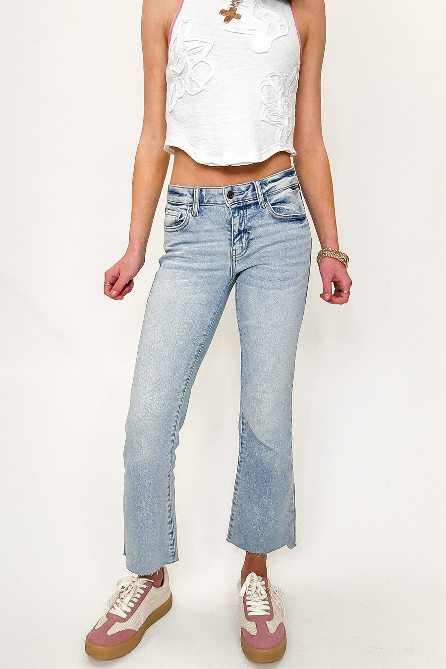 Heritage Mid Rise Crop Flare Jeans - Madison and Mallory