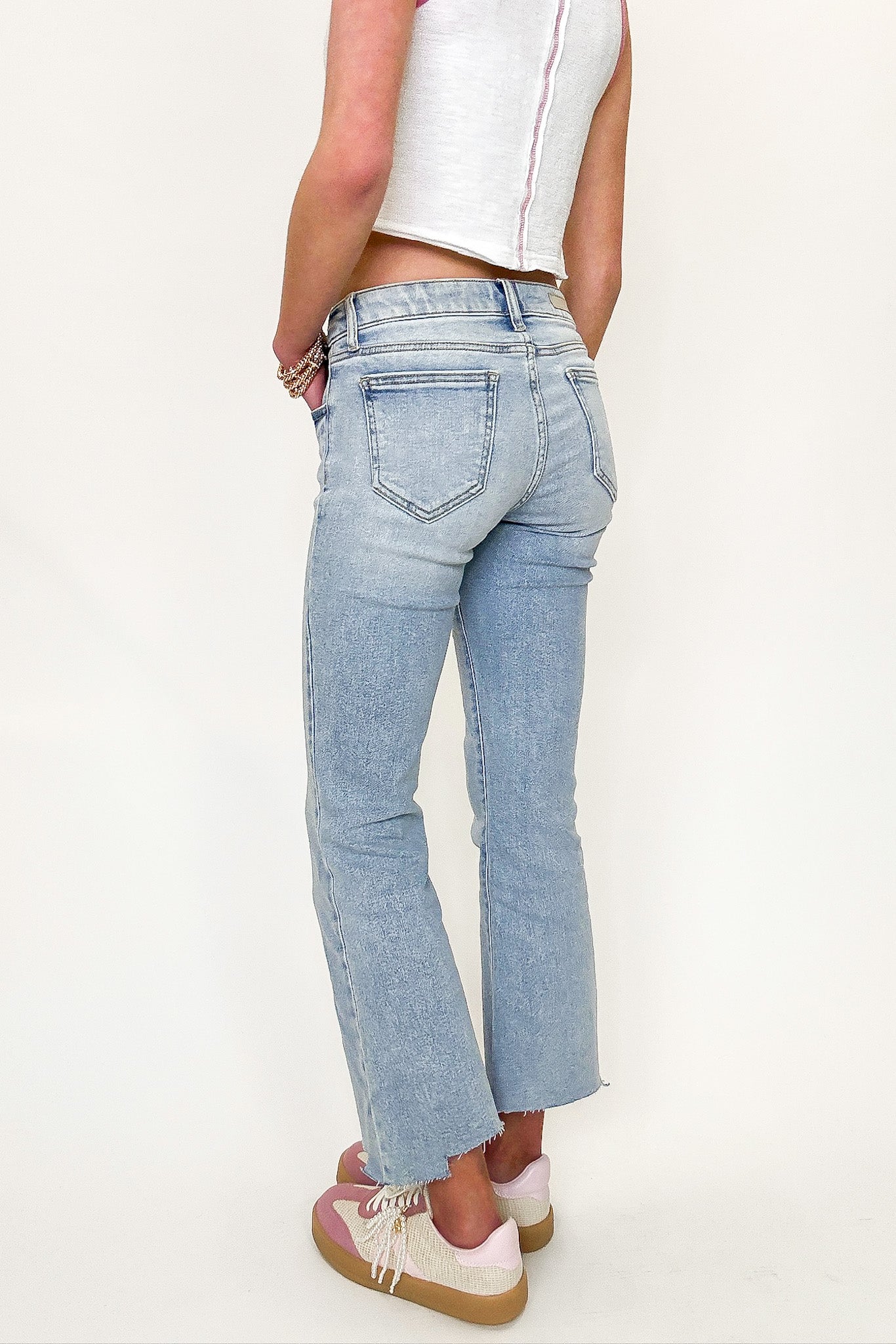 Heritage Mid Rise Crop Flare Jeans - Madison and Mallory