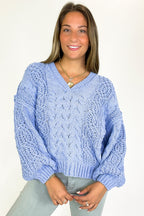 Heritage Knit V-Neck Cable Sweater - FINAL SALE - Madison and Mallory