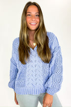 Heritage Knit V-Neck Cable Sweater - FINAL SALE - Madison and Mallory