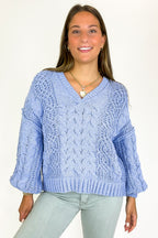 Heritage Knit V-Neck Cable Sweater - FINAL SALE - Madison and Mallory