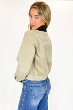 Highland Contrast Corduroy Collar Zip-Up Jacket - FINAL SALE - Madison and Mallory