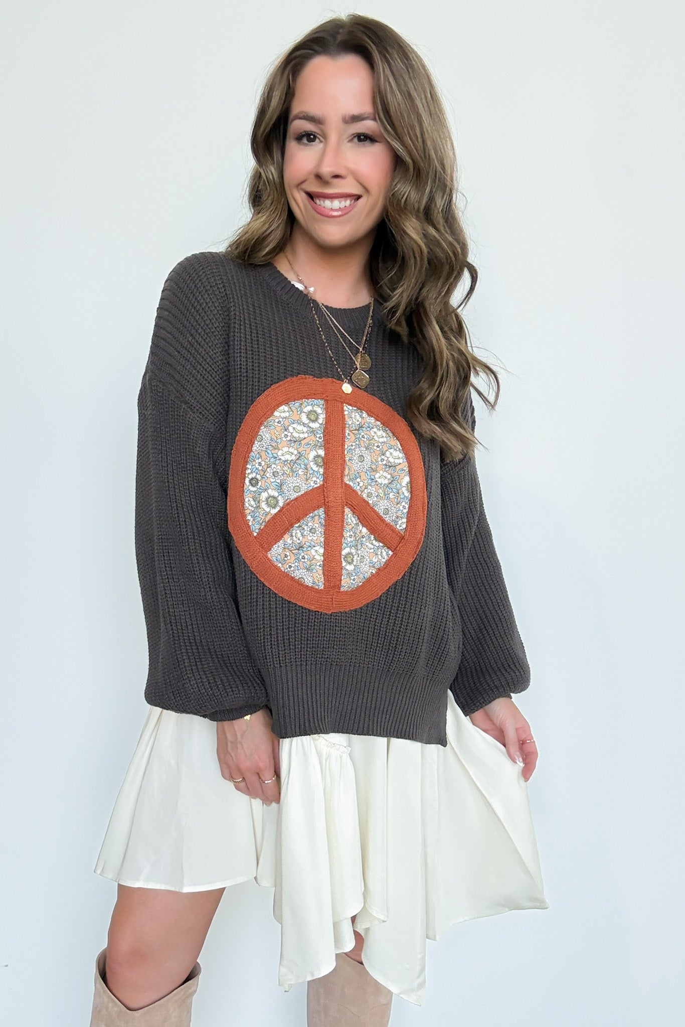  Hippie Era Patch Peace Sweater - Madison and Mallory