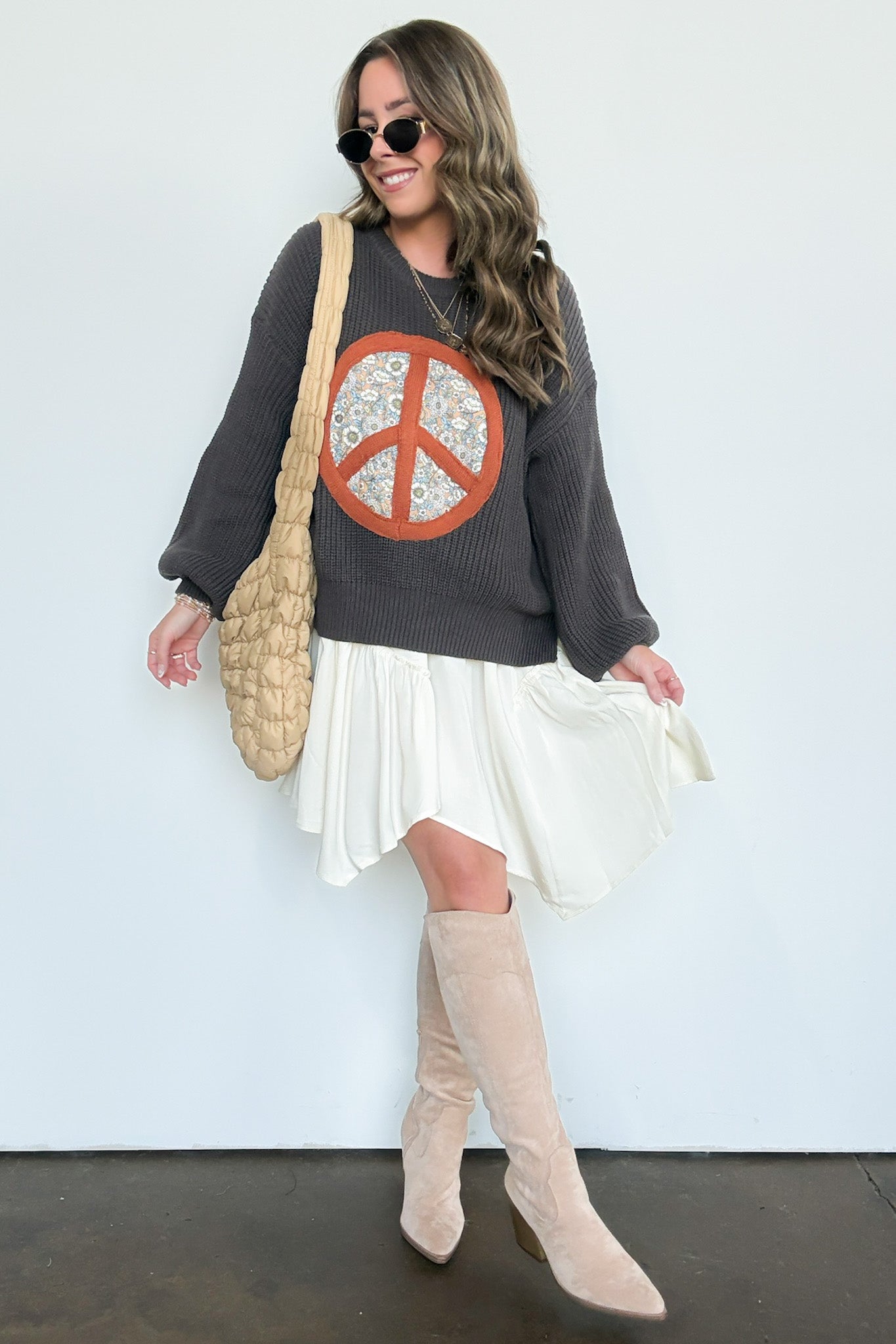  Hippie Era Patch Peace Sweater - Madison and Mallory