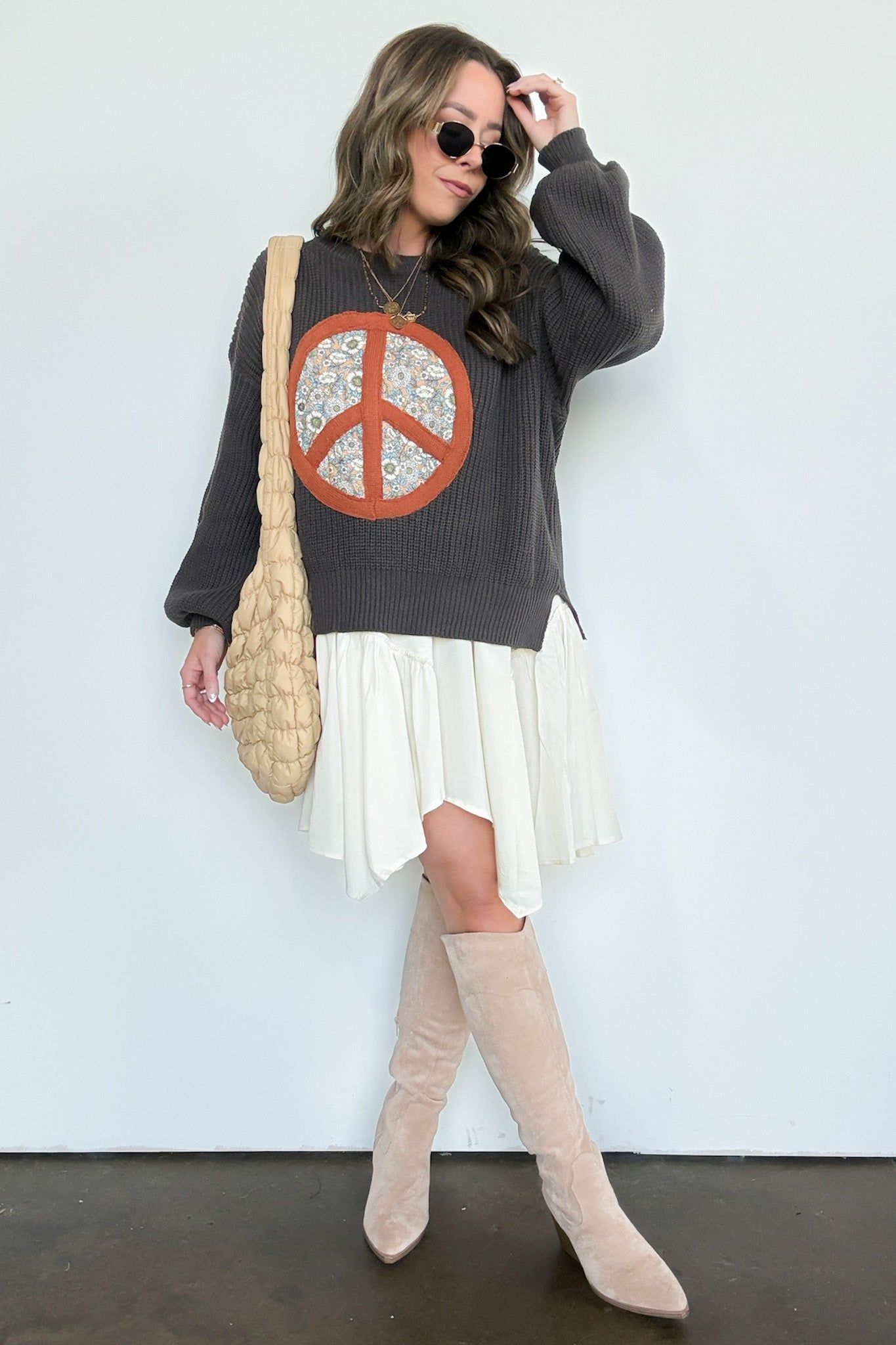  Hippie Era Patch Peace Sweater - Madison and Mallory