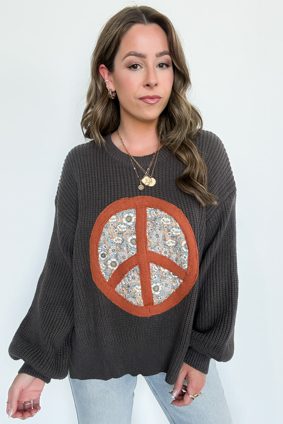  Hippie Era Patch Peace Sweater - Madison and Mallory